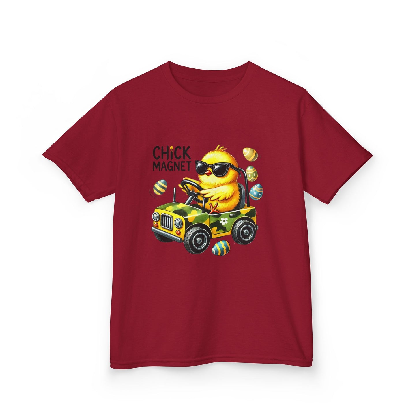 Chick Magnet Kids Tee - Cute Cartoon Chick Driving Car for Fun Spring Style
