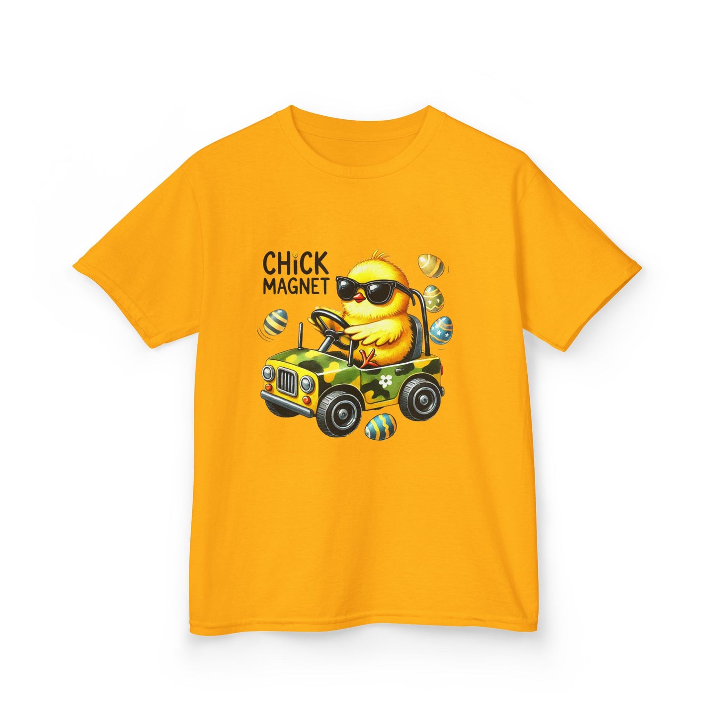 Chick Magnet Kids Tee - Cute Cartoon Chick Driving Car for Fun Spring Style