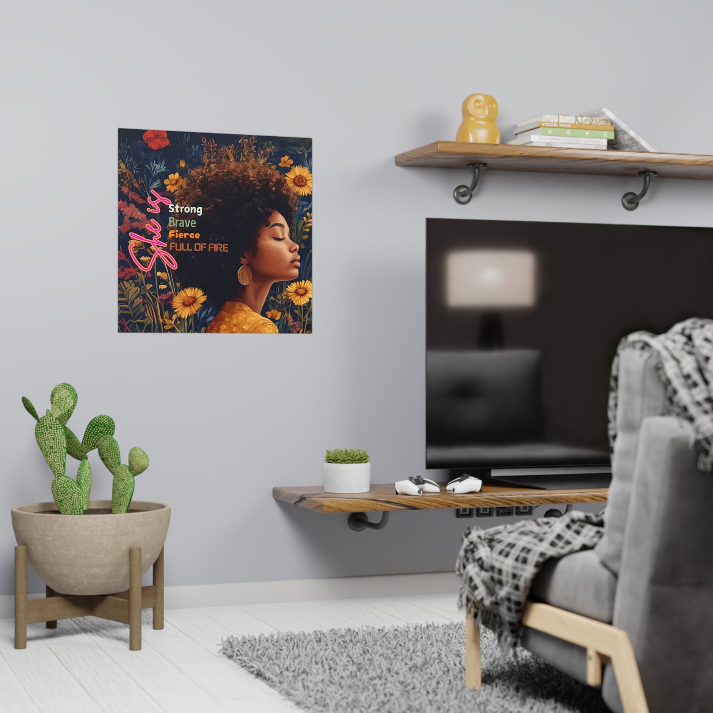 Curly Fro and Flower Matte Paper Poster