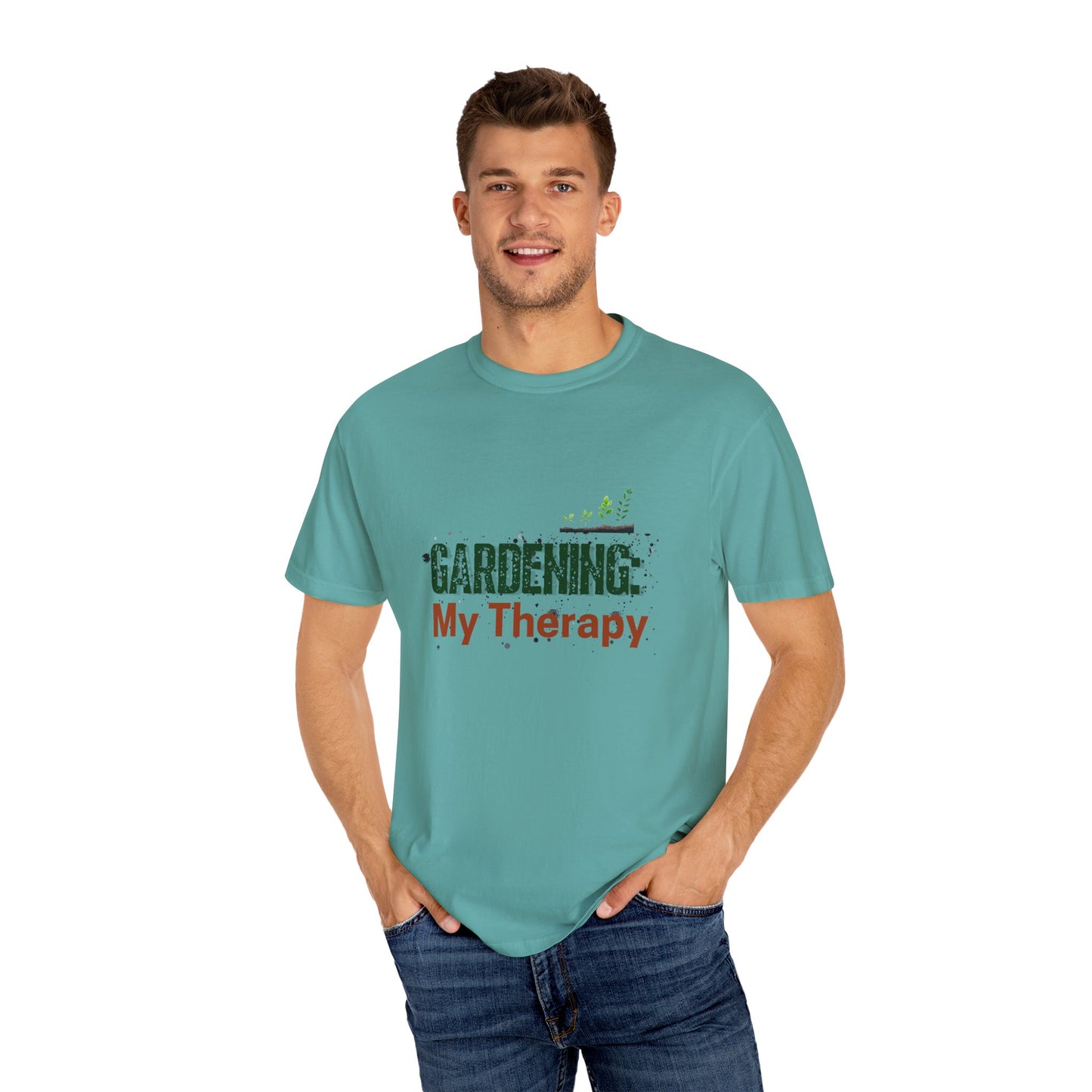 ‘Gardening Therapy’ Unisex Garment-Dyed T-Shirt | Perfect for Gardeners & Nature Lovers