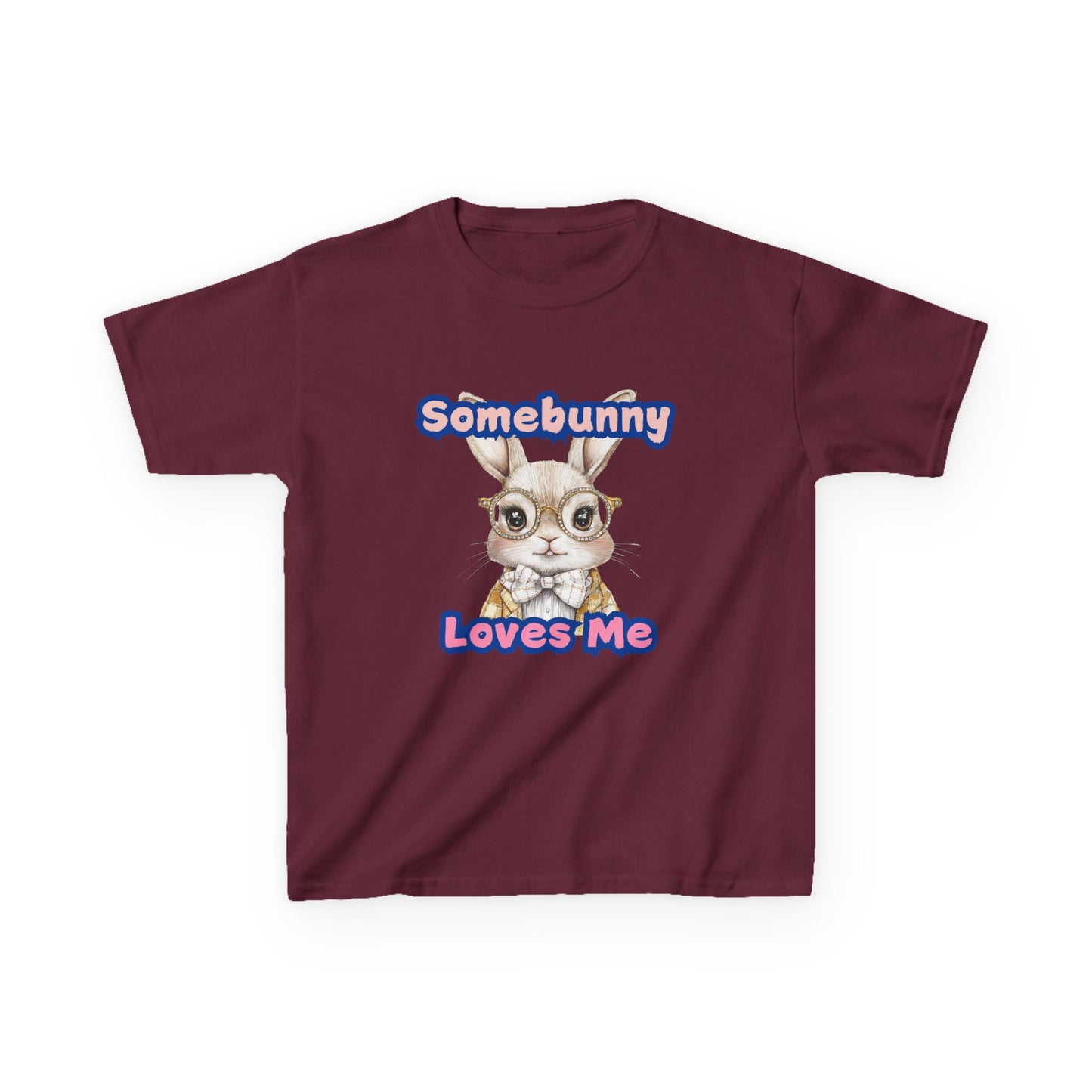 Kids Heavy Cotton Tee - Somebunny Loves Me T-Shirt for Easter and Spring Celebrations