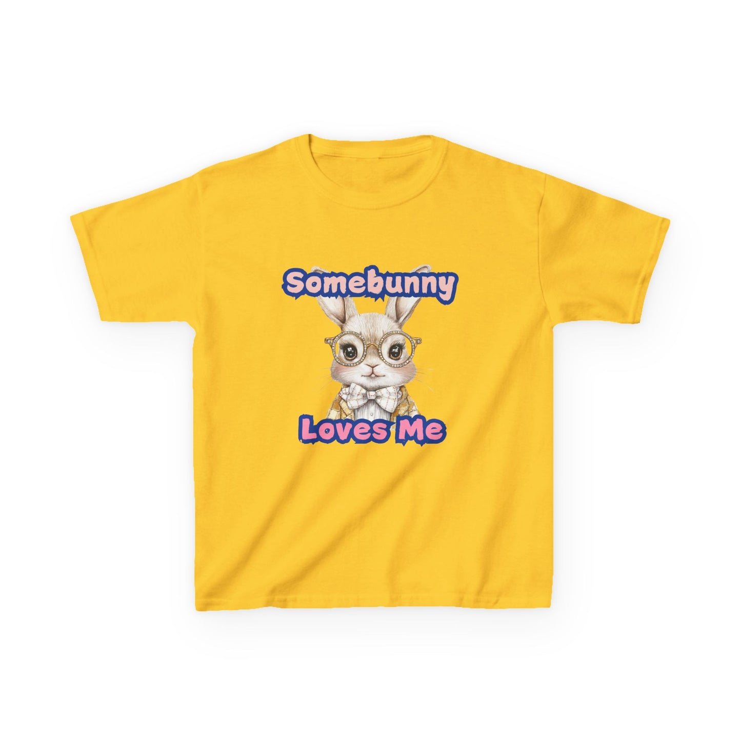 Kids Heavy Cotton Tee - Somebunny Loves Me T-Shirt for Easter and Spring Celebrations