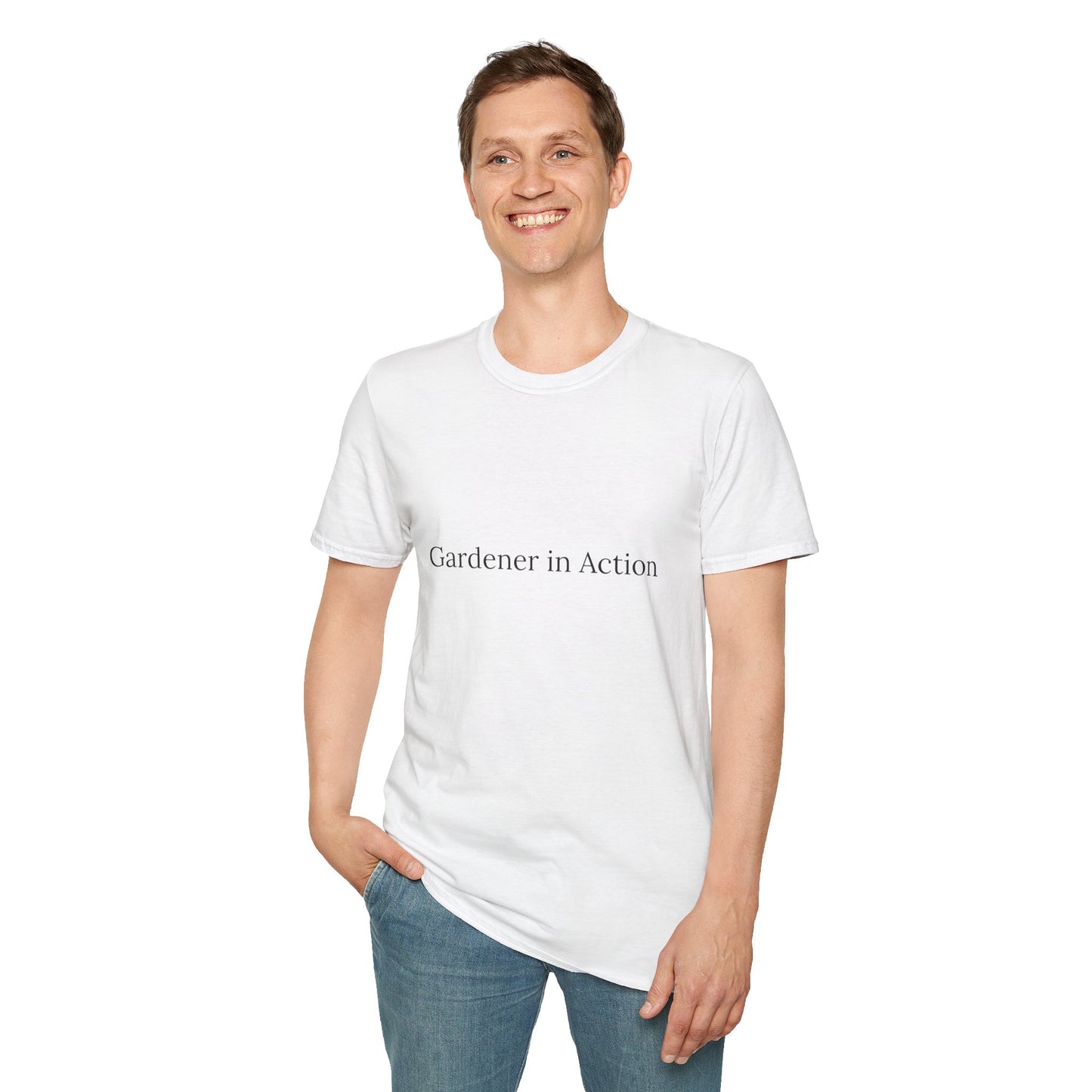 Gardener in Action Unisex Softstyle T-Shirt - Perfect Gift for Gardening Enthusiasts