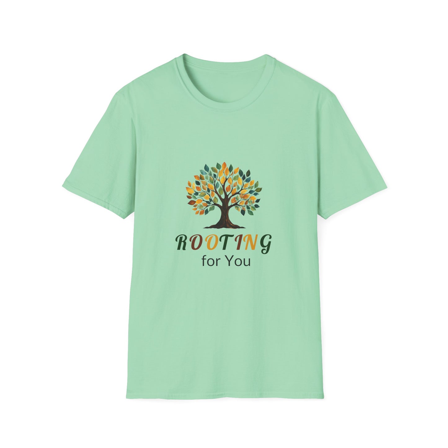 Rooting for You Unisex Softstyle T-Shirt - Tree Design for Nature Lovers
