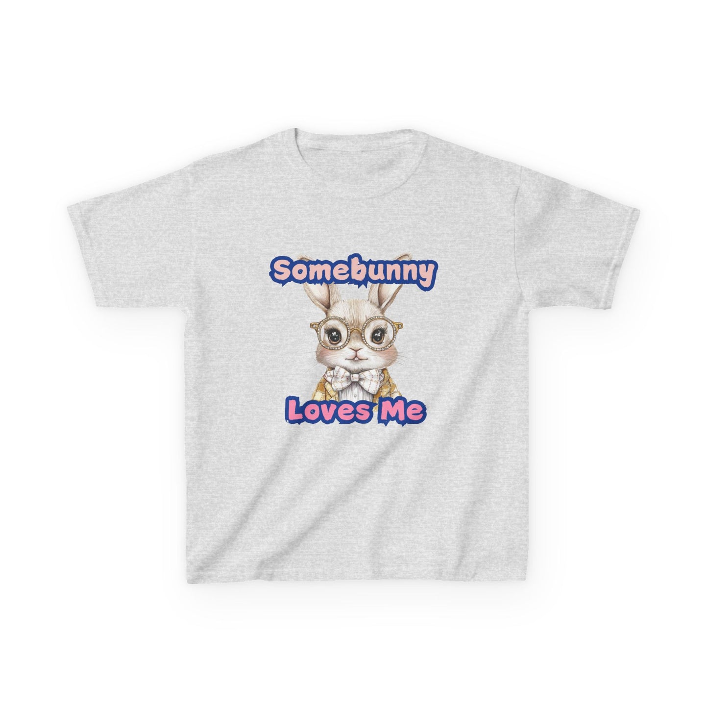 Kids Heavy Cotton Tee - Somebunny Loves Me T-Shirt for Easter and Spring Celebrations