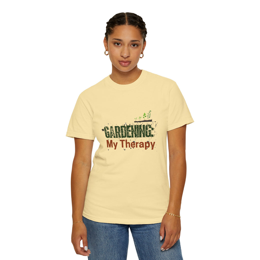 ‘Gardening: My Therapy’ Unisex Garment-Dyed T-Shirt | Perfect for Gardeners & Nature Lovers