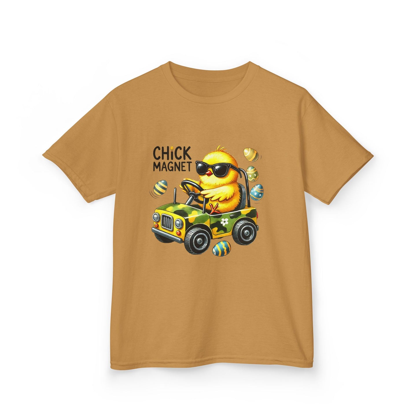 Chick Magnet Kids Tee - Cute Cartoon Chick Driving Car for Fun Spring Style