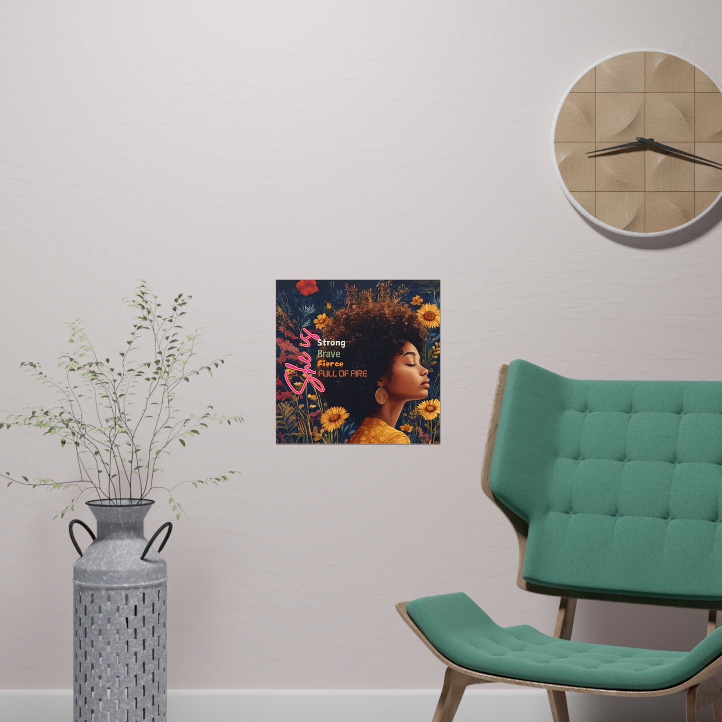 Curly Fro and Flower Matte Paper Poster