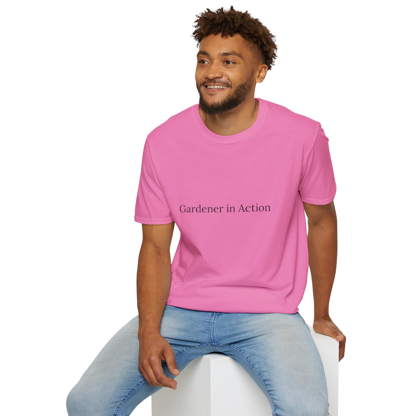 Gardener in Action Unisex Softstyle T-Shirt - Perfect Gift for Gardening Enthusiasts