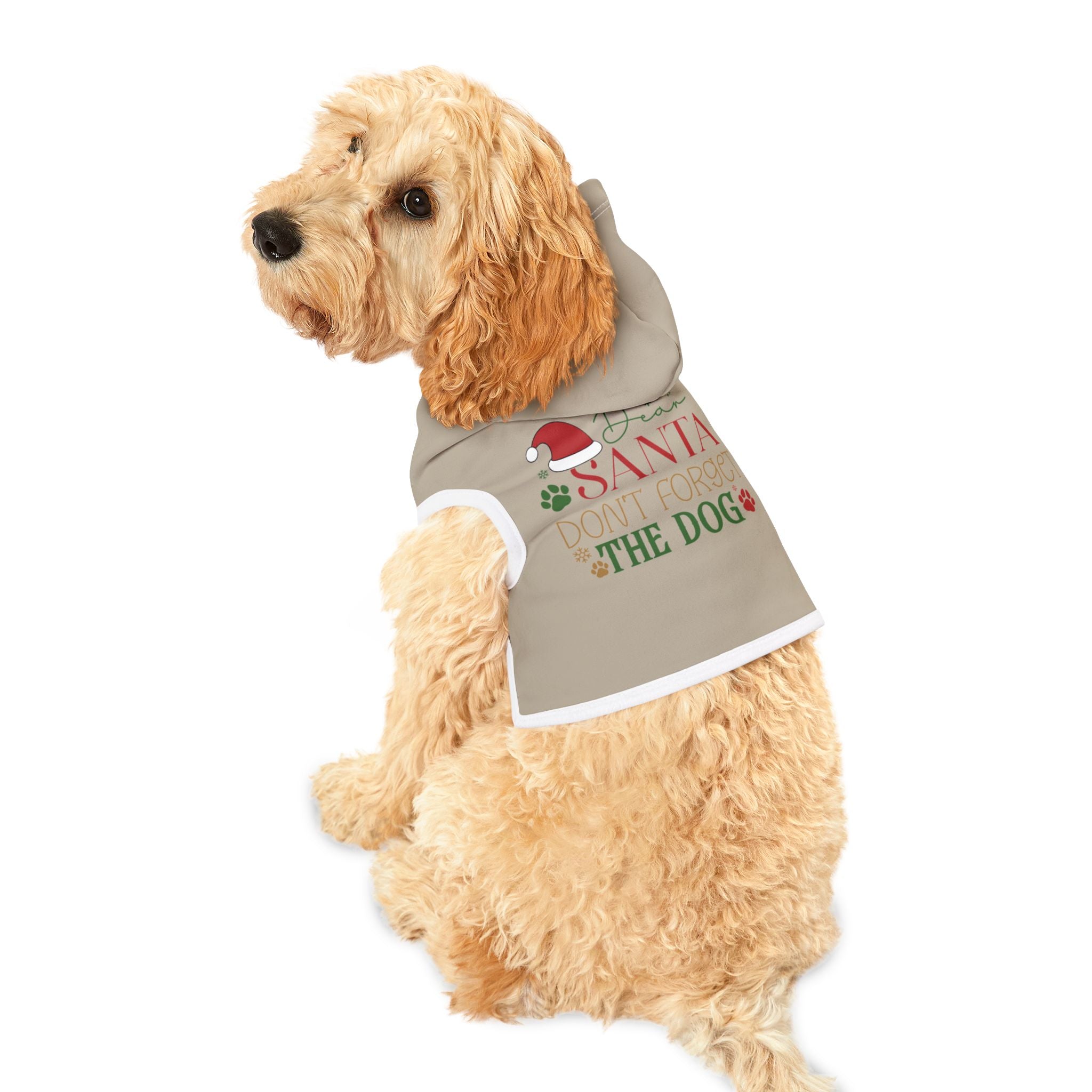 Holiday "Santa, Don't Forget About The Dog" Pet Hoodie – Festive Dog Apparel