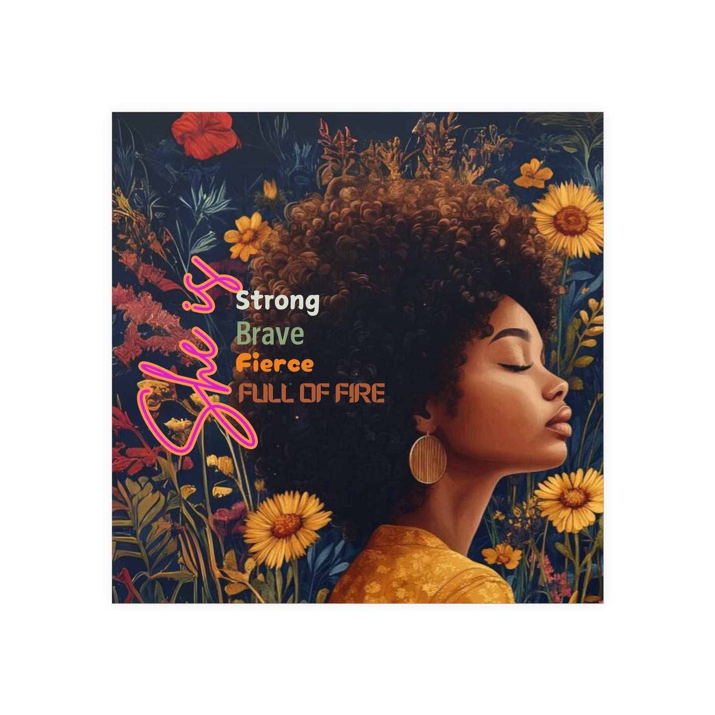 Curly Fro and Flower Matte Paper Poster