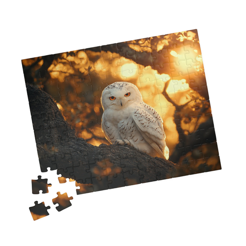 White Owl Sitting in Old Oak Puzzle – Beautiful & Relaxing Activity