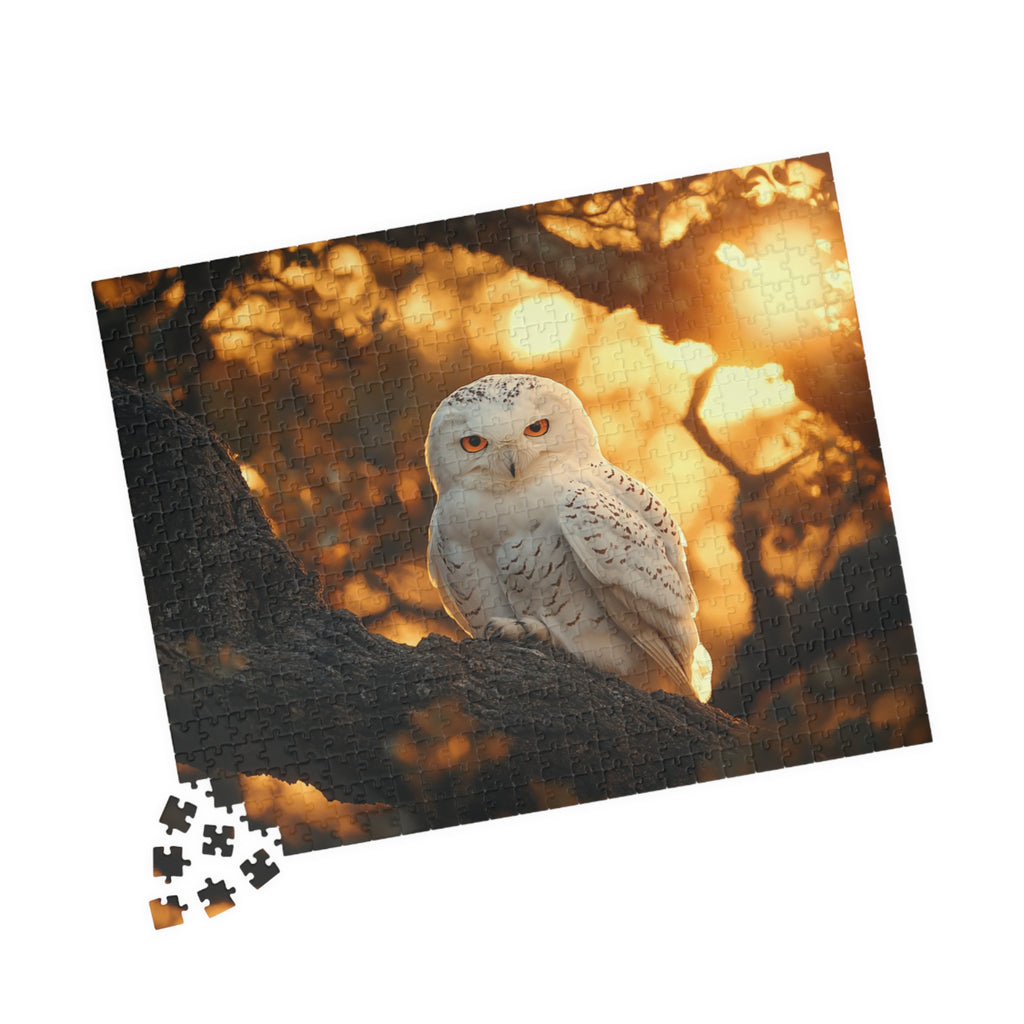 White Owl Sitting in Old Oak Puzzle – Beautiful & Relaxing Activity
