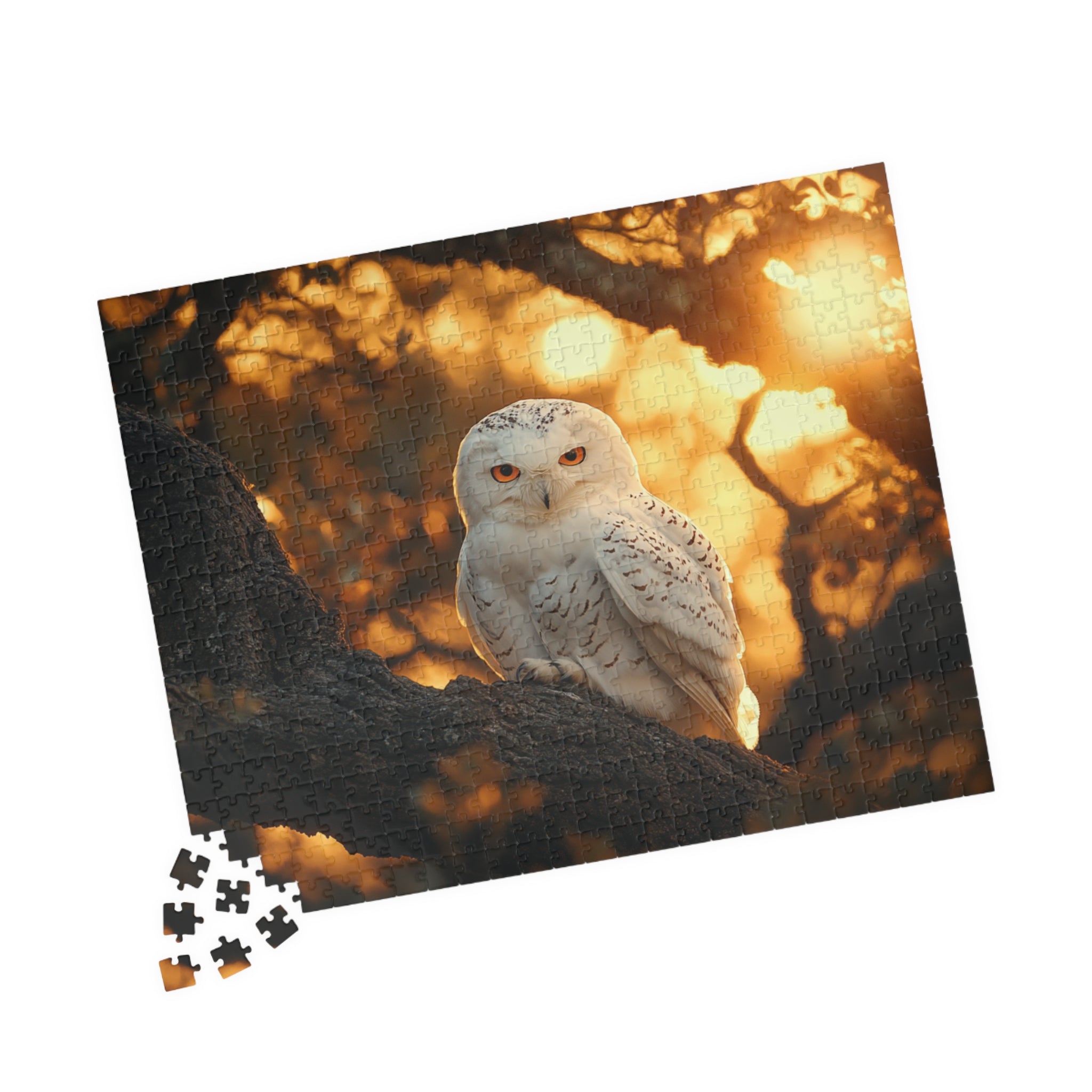 White Owl Sitting in Old Oak Puzzle – Beautiful & Relaxing Activity