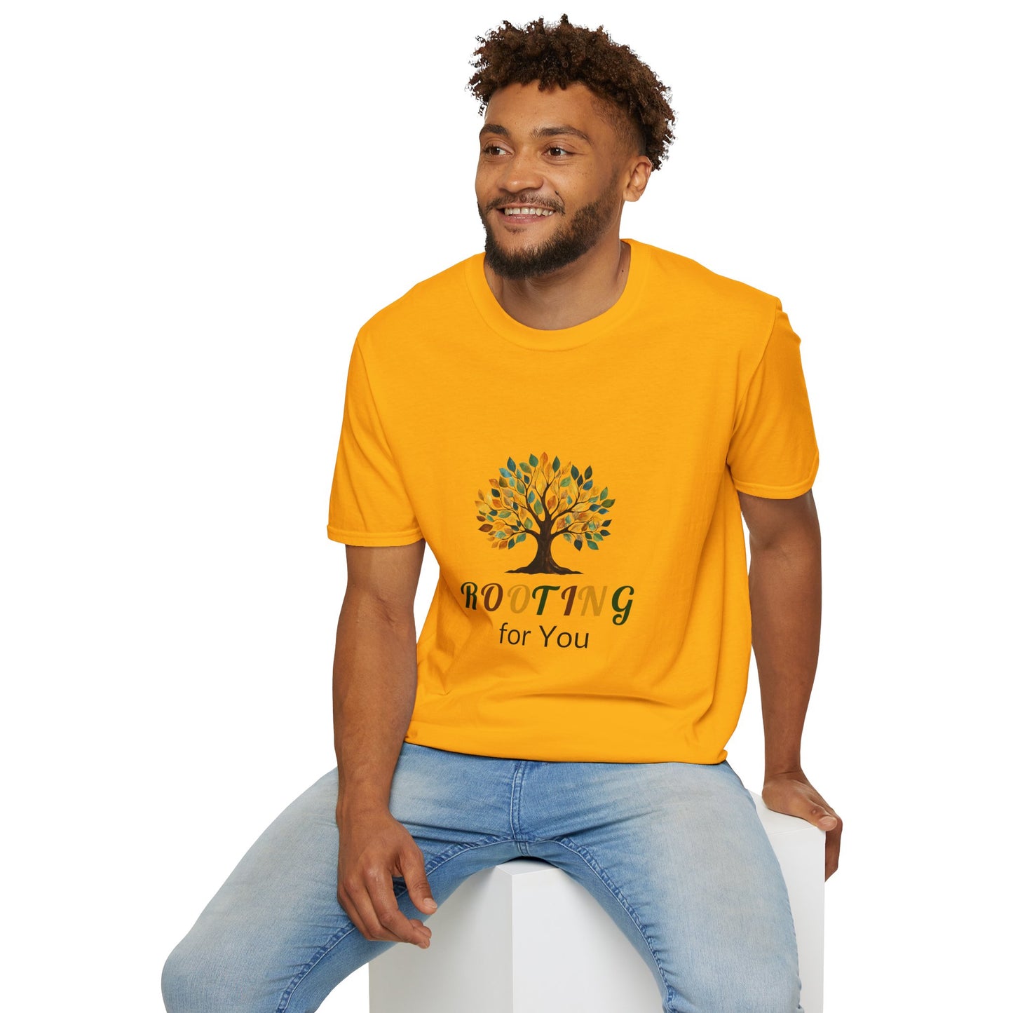 Rooting for You Unisex Softstyle T-Shirt - Tree Design for Nature Lovers
