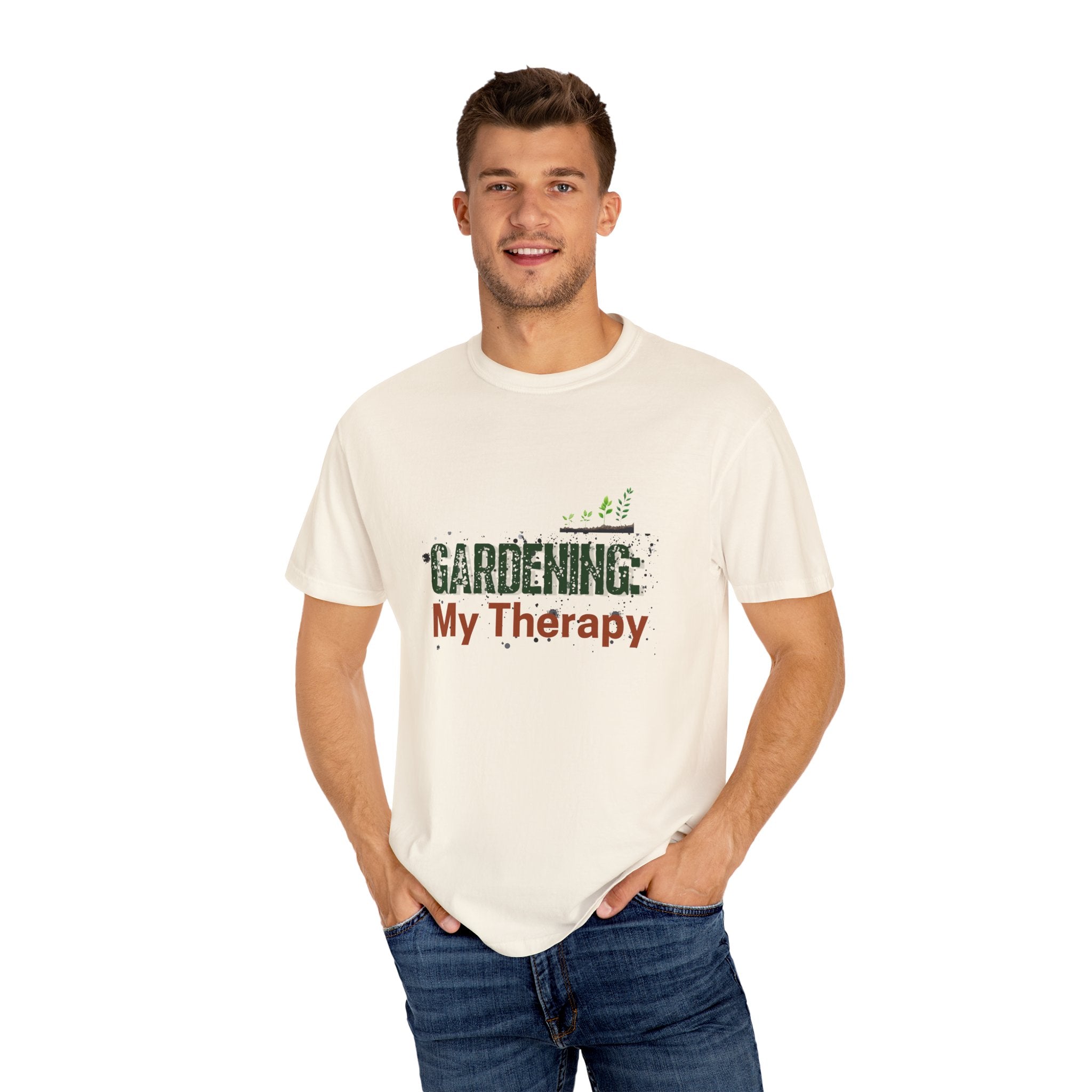 ‘Gardening: My Therapy’ Unisex Garment-Dyed T-Shirt | Perfect for Gardeners & Nature Lovers