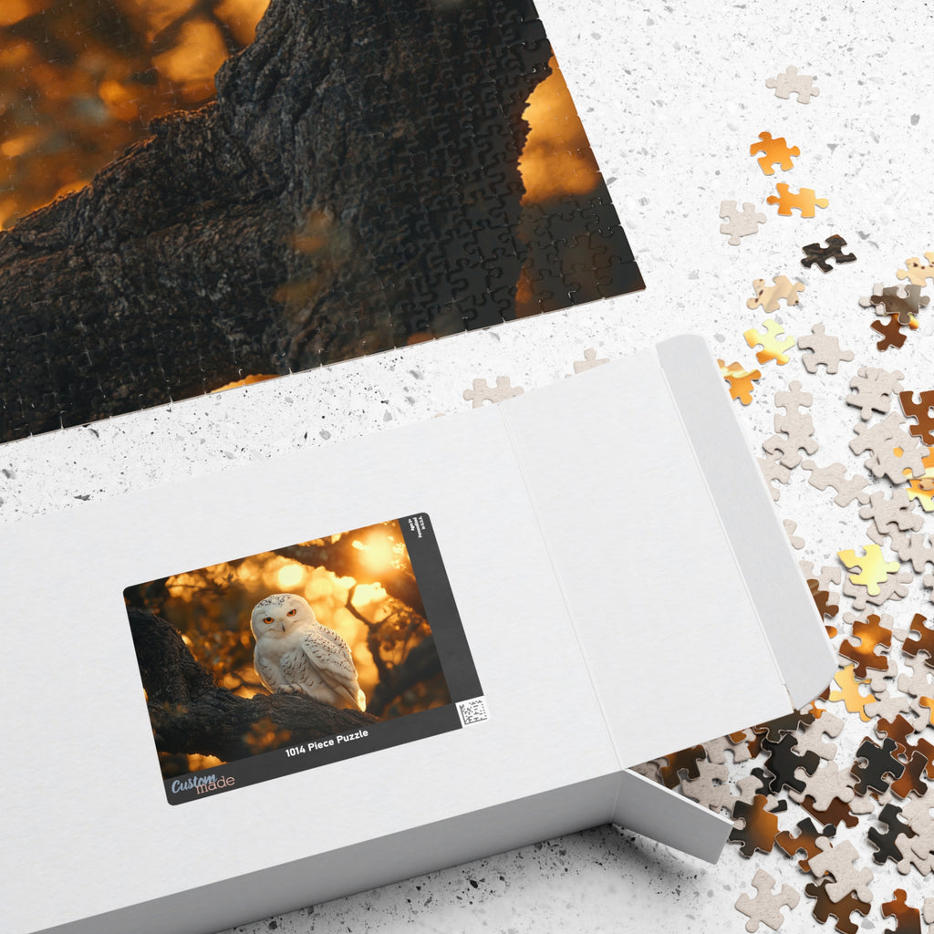 White Owl Sitting in Old Oak Puzzle – Beautiful & Relaxing Activity