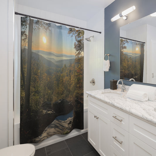 Sunkissed Forest Shower Curtain – Nature-Inspired Bathroom Decor