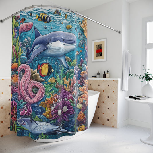 Underwater Life Shower Curtain – Ocean-Inspired Bathroom Decor