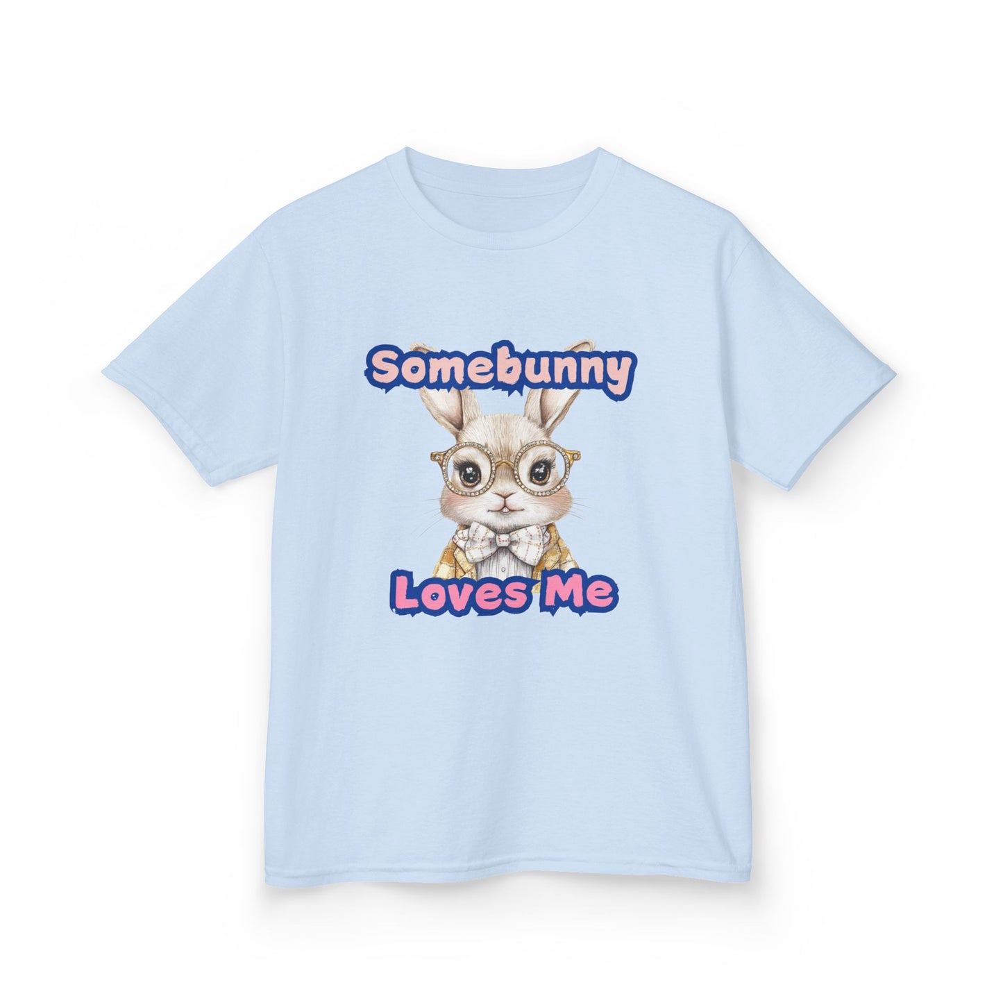 Kids Heavy Cotton Tee - Somebunny Loves Me T-Shirt for Easter and Spring Celebrations